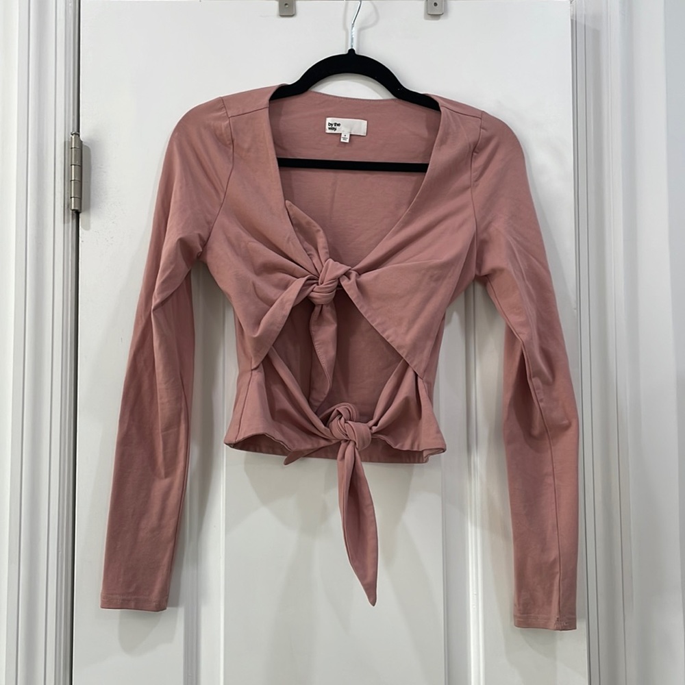 By the way. tie long sleeve crop top